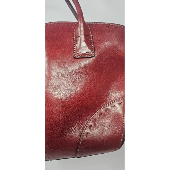 Vintage Fossil Red Leather Sedona Satchel Purse Handbag Double Handles Stitching - Picture 4 of 16